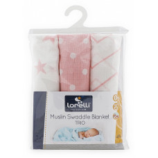 LORELLI muslin blanket 3pcs. 80x80cm PINK MIX 1034010 1901