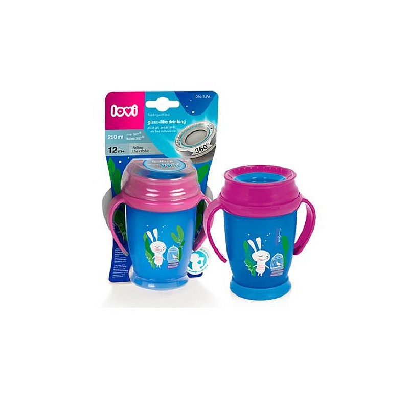 LOVI FOLLOW THE RABBIT drinking spout 360 ° 250ml 12m + 1/544 blue / pink + keychain