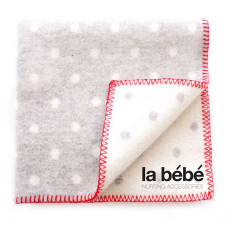 LA BEBE Natural Lambswool baby blanket / blanket 100x70cm - Cosy Grey / Red Dots, Art.76557