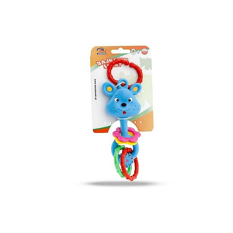 AM rubber toy with rings 094A blue giraffe