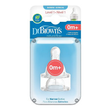 DR. BROWNS OPTIONS Narrow-Neck Level-1 silicone teat 0m + 2 pcs., 302-INTL