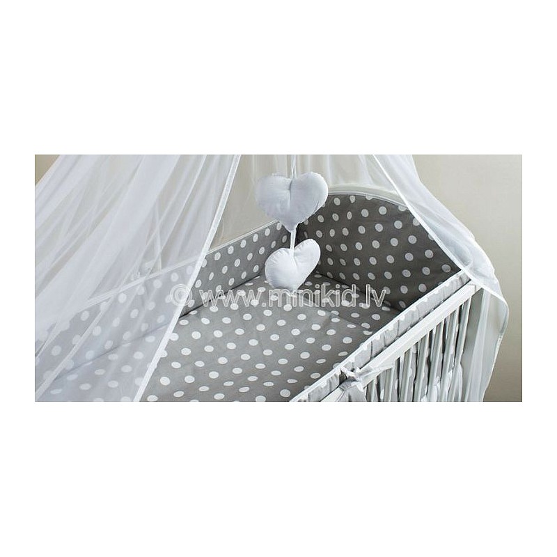 ANKRAS DOTS protector for crib rungs 180cm, grey