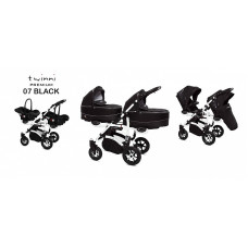 BABYACTIVE TWINNI PREMIUM Stroller for twins 3in1 BLACK, 07 white frame