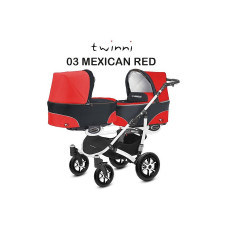 BABYACTIVE TWINNI CLASSIC Strollers for twins, 03/01 Mexican Red red with white frame