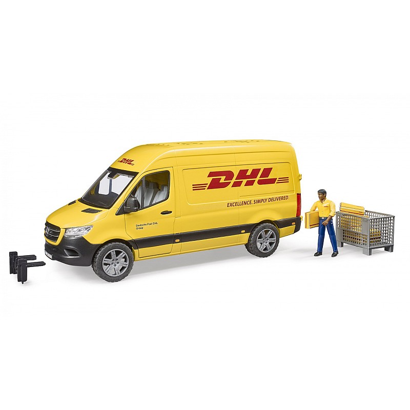 BRUDER 1:16 piegādes auto MB Sprinter DHL ar vadītāju, 02671
