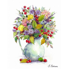 TSVETNOY Diamond painting 40x50cm Bouquet with dandelions and berries, LG024e