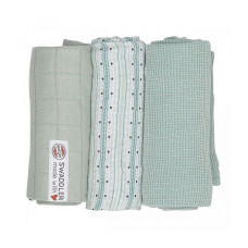 Lodger Swaddler Empire Stripe Cotton Diaper 70x70sm 3pc., Dusty Turquoise SWE 081