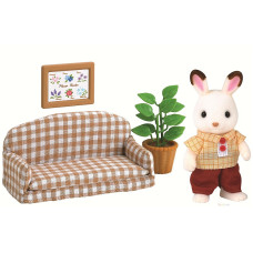 SYLVANIAN FAMILIES Chocolate rabbit father with sofa