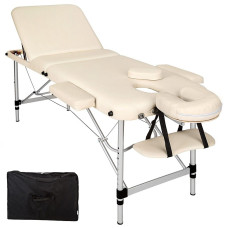 MPORT 3-zone folding massage table, aluminum-beige, VANGALOO MTAC3