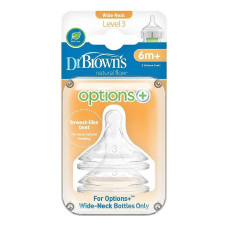 DR.BROWNS OPTIONS+ Wide-Neck Level-3 silicone teat 6m.+ 2pcs. WN3201-INTL