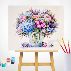 TSVETNOY Painting set by numbers 40x50cm Summer Bouquet with Blue Hydrangea, MG2181e