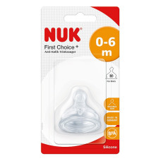 NUK FIRST CHOICE Plus Anti-Colic teat of silicone M-0-6m for milk. 1 PC. 10709253 SA41