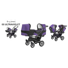 BABYACTIVE TWINNI CLASSIC for twins Stroller 3in1, 05/01 Ultraviolet purple with a black frame