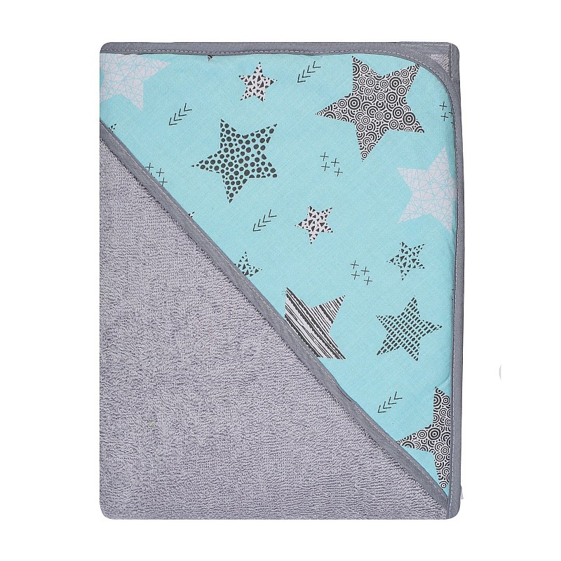 DUET BABY hooded towel 80х80см 415 STARS turquoise (744153)