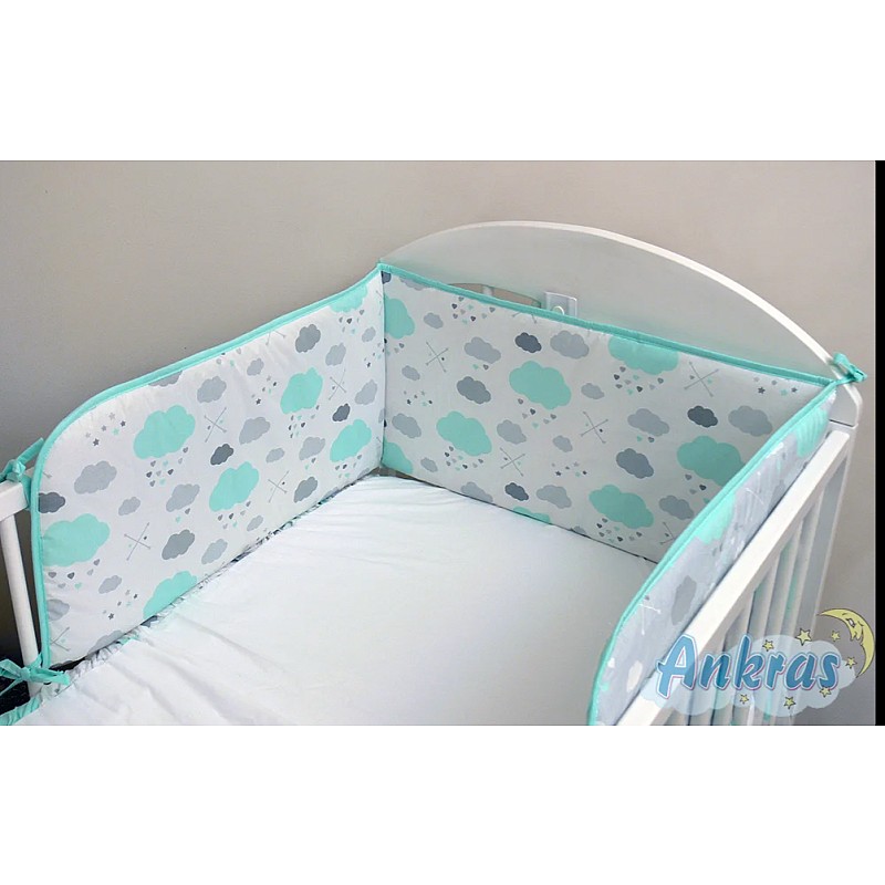 ANKRAS CLOUDS protector for crib rungs 180cm turkus