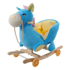 Rocking horse with wheels, blue