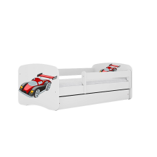 KOCOT KIDS Bed babydreams white Racing car with drawer with mattress 160/80