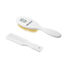 AKUKU Hair brush and comb with natural bristles 0m+ A0307 white