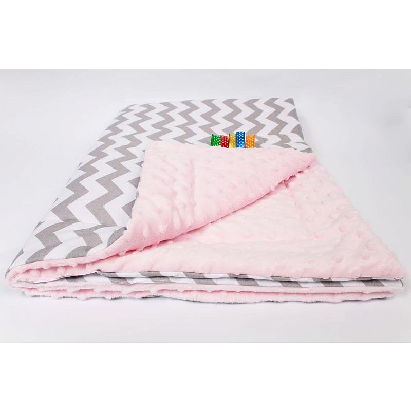 ANKRAS MINKY ZigZag Plaid 75x100cm gray pink