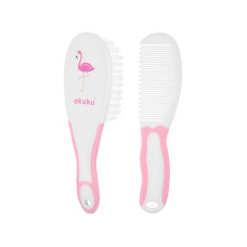 AKUKU soft rim brush and comb set 0m+ pink A0448