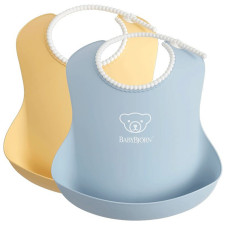 BABYBJORN BIB soft bib 2 pcs. 4M +, 046341 POWDER YELLOW / POWDER BLUE