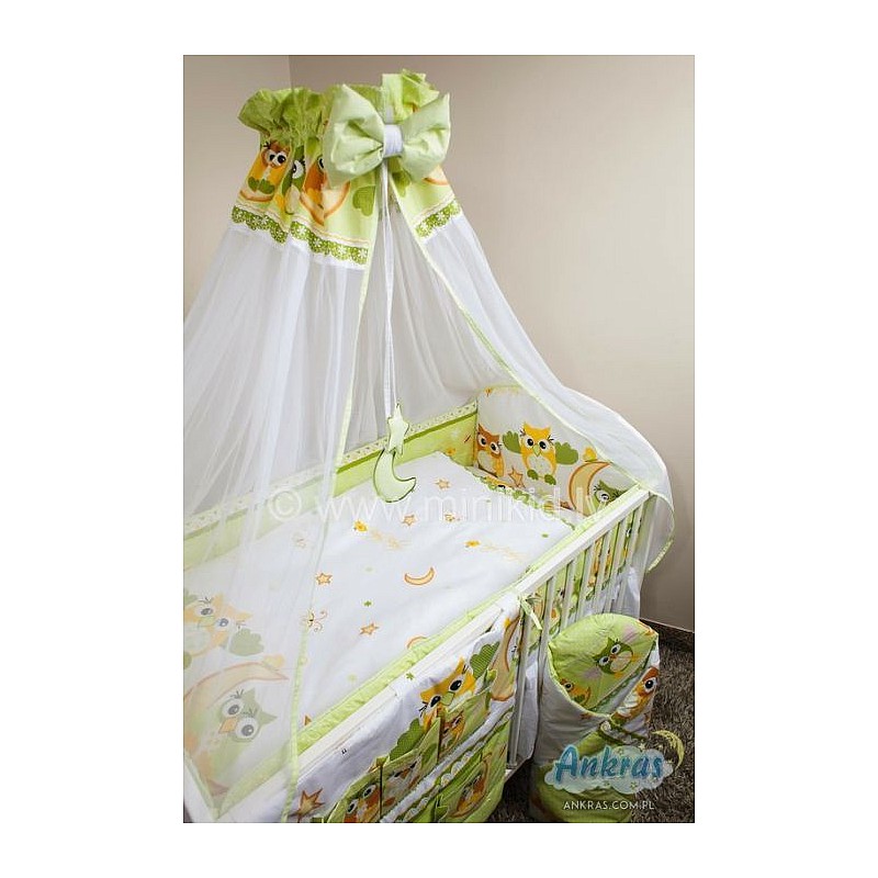 ANKRAS OWLS Bed linen 3 pieces 120x90sm - 360sm - Green