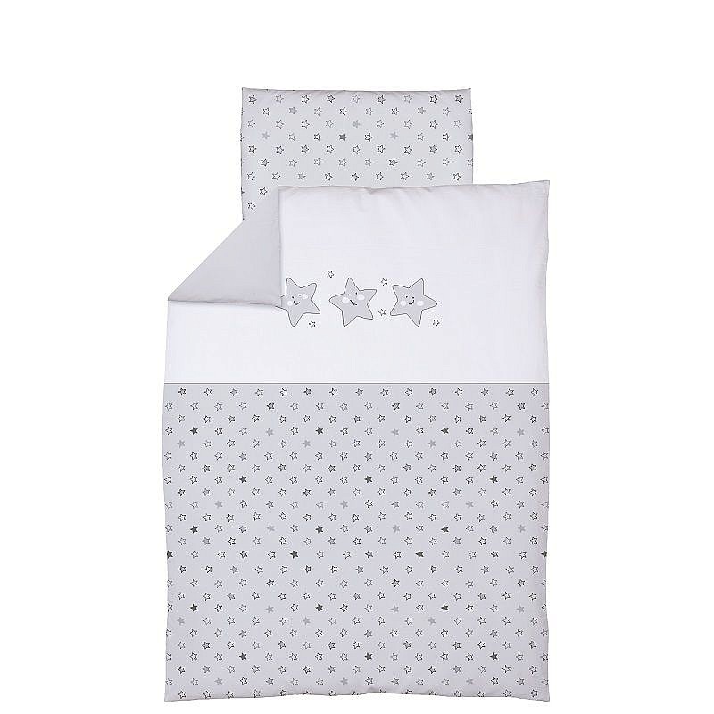 CEBABABY bed linen 2 piece with embroidery 135x100sm STARS GREY