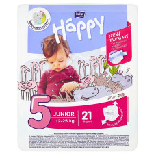 HAPPY Junior diapers 5 12-25kg 21sht size. SALE