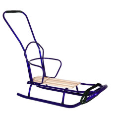 GUSIO DE LUX Sled with backrest and handle (thick runners), dark blue