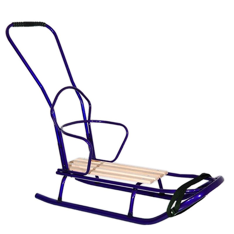 GUSIO DE LUX Sled with backrest and handle (thick runners), dark blue