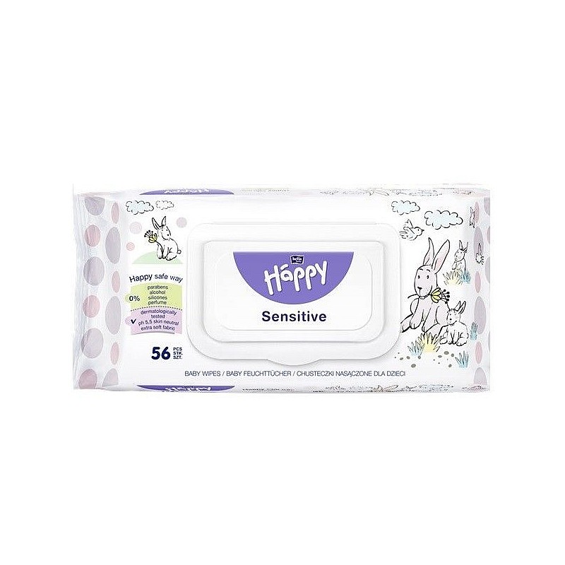 HAPPY Wet Wipes Sensitive Aloe 56pcs