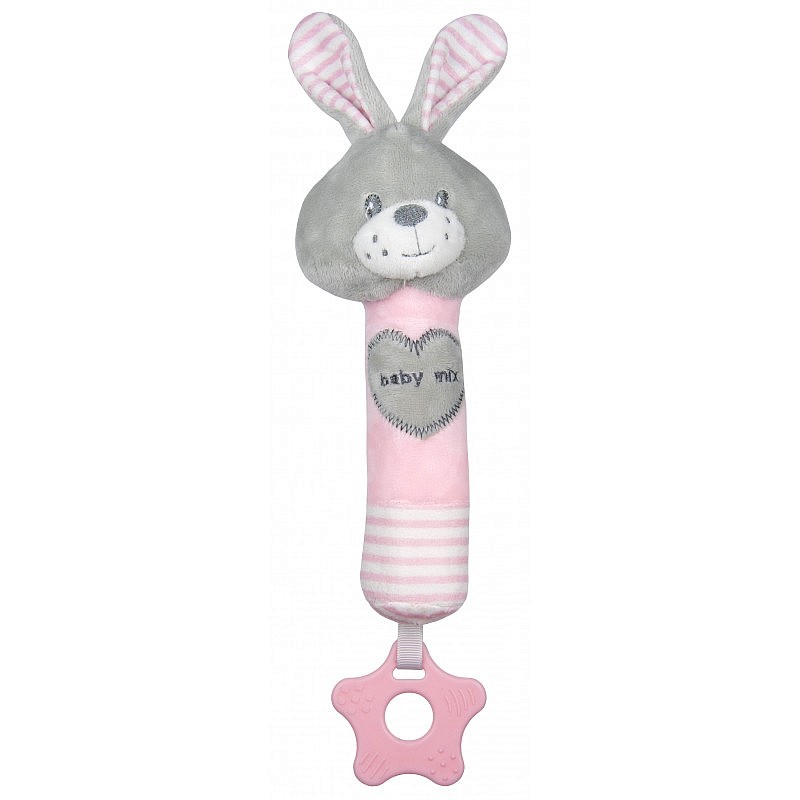 BABY MIX Toy with Squeaker 6m+ RABBIT, STK19392PR pink