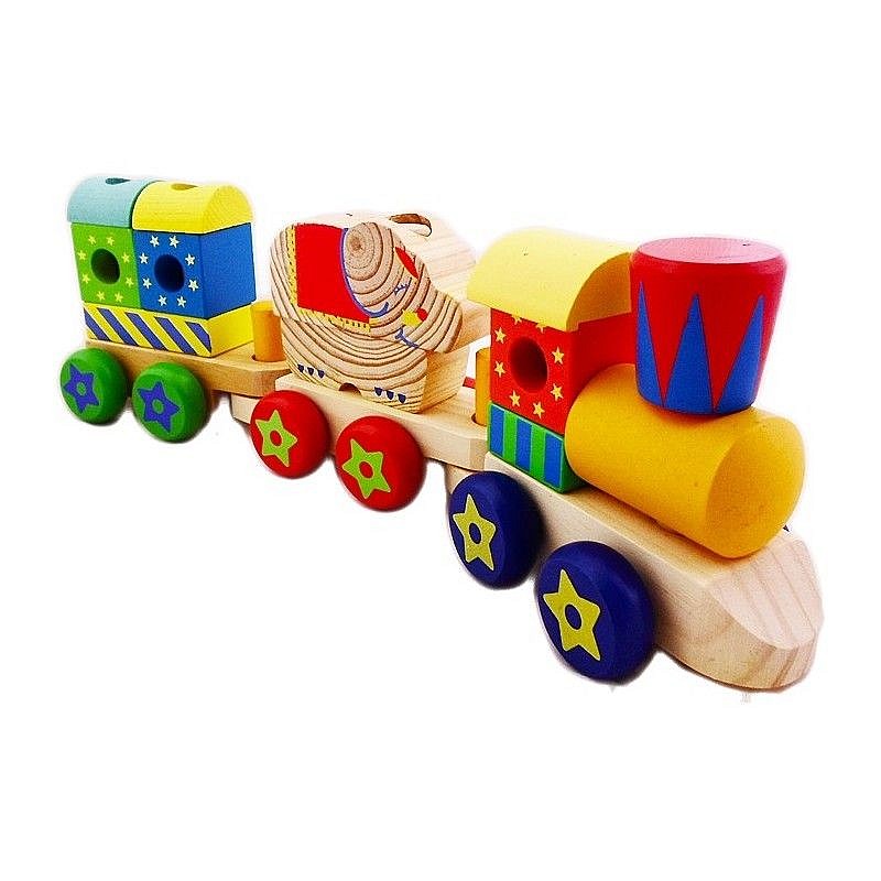 KROL wooden train with diced KZ0038