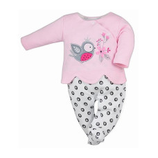 KOALA LOVE BIRDS romper with long sleeves size 68 06-105 Pink / White