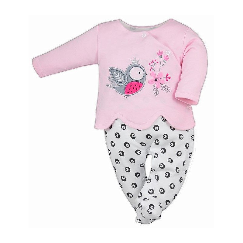 KOALA LOVE BIRDS romper with long sleeves size 68 06-105 Pink / White