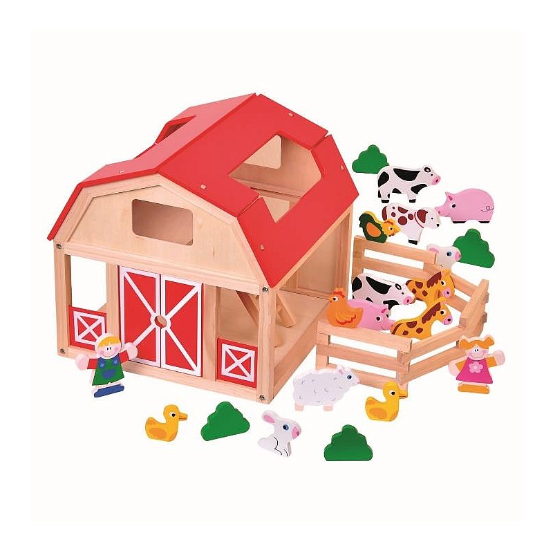 BINO Wooden farm with animals 82221