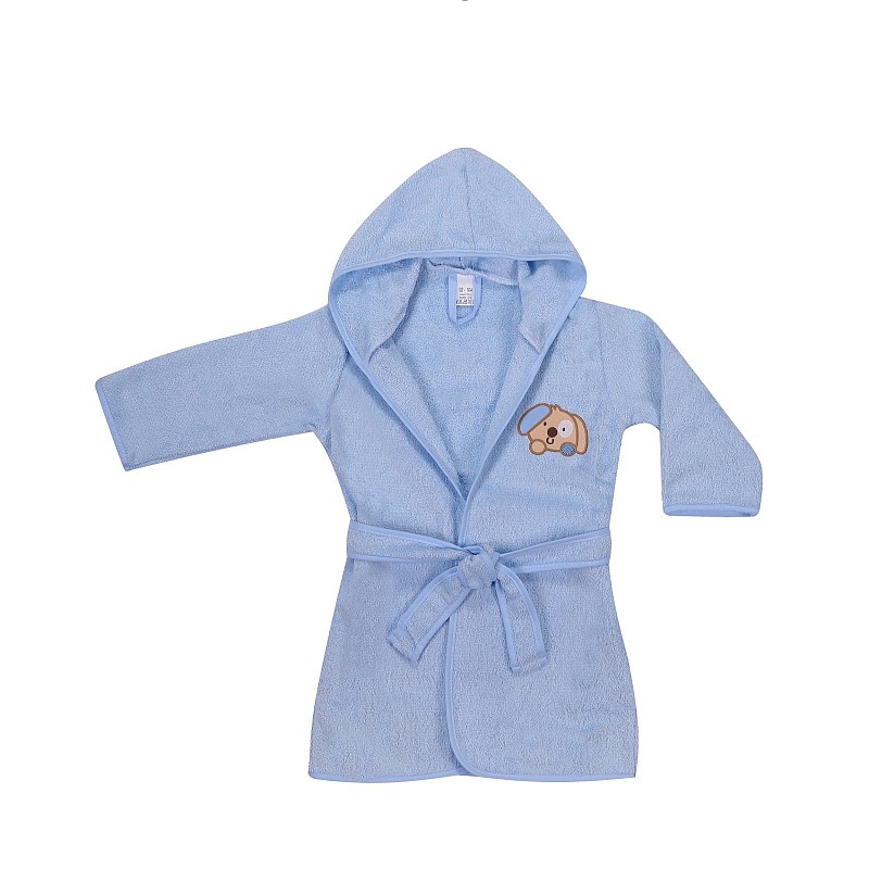 DUET BABY FROTTE Children's bathrobe with hood 104-116cm, 468 DOG blue (744689)