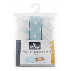 LORELLI muslin blanket 3pcs. 80x80cm BLUE MIX 1034010 1902