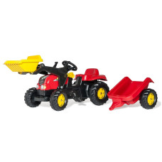 ROLLY TOYS Pedal tractor-loader with trailer Rolly Kid 023127 red