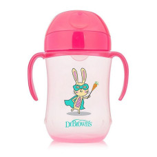 DR.BROWNS feeder cup with soft spout and handles, 9mes + 270 ml, Pink Superhero