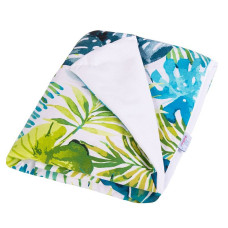 BABY MATEX VELVET plaid 75x100sm, 01 white / palm leaves