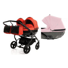 JUNAMA DIAMOND DUO 2in1 stroller for twins, 10 pink / gray