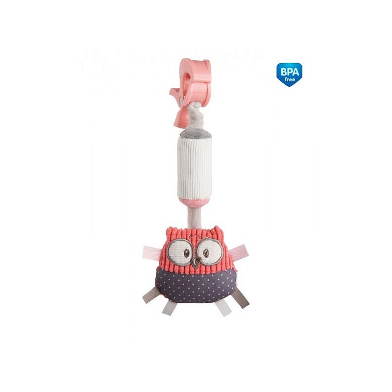 CANPOL BABIES PASTEL FRIENDS Pendant Toy with bell OWL 0m + 68/066 coral