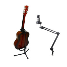 Guitar stand and microphone holder set