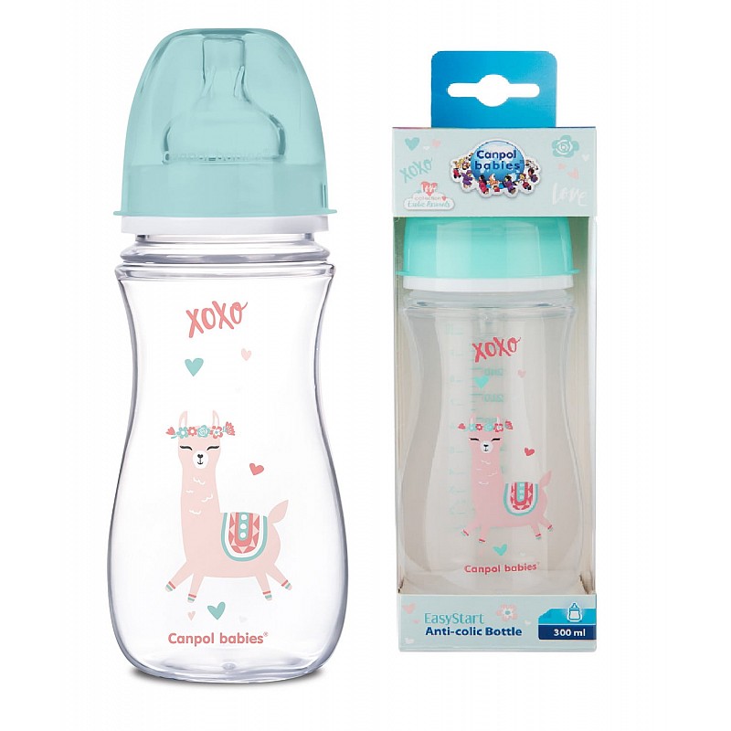 CANPOL BABIES EXOTIC PP bottle with 300ml wide neck and silicone teat 12m + 35/222 Green