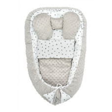 BELISIMA MINKY nest for the newborn with a blanket CONFETTI, P02-0635, grey