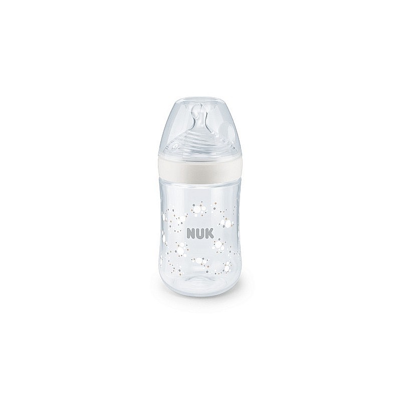 NUK Nature Sense polypropylene bottle with temperature indicator 260ml silicone pacifier, size М, 10741963 SP21 white (367482) SALE