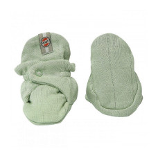 Lodger Slipper Solid cotton slippers with buttons, Leaf, 3-6 months. SLC 070