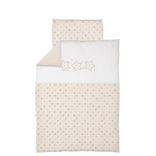 CEBABABY bed linen 2 piece with embroidery 135x100sm STARS BEIGE