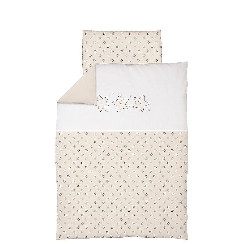 CEBABABY bed linen 2 piece with embroidery 135x100sm STARS BEIGE